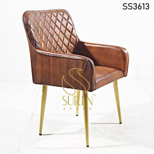 Genuine Leather Metal Leg Restaurant Chair SS3613 jpg