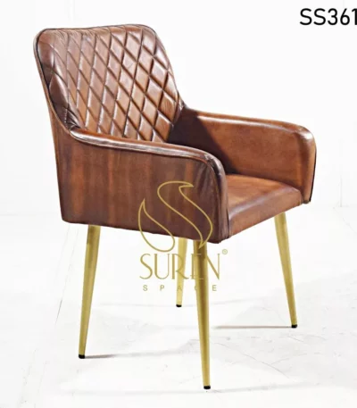 Brown Leather Solid Wood Dining Chair SS3613 jpg