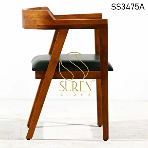 Teak Finish Leatherette Seating Wooden Chair Teak Finish Leatherette Seating Wooden Chair 2 jpg