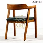 Teak Finish Leatherette Seating Wooden Chair Teak Finish Leatherette Seating Wooden Chair 3