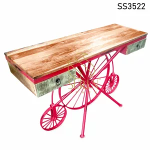 Wheel Base Two Drawer Console Table
