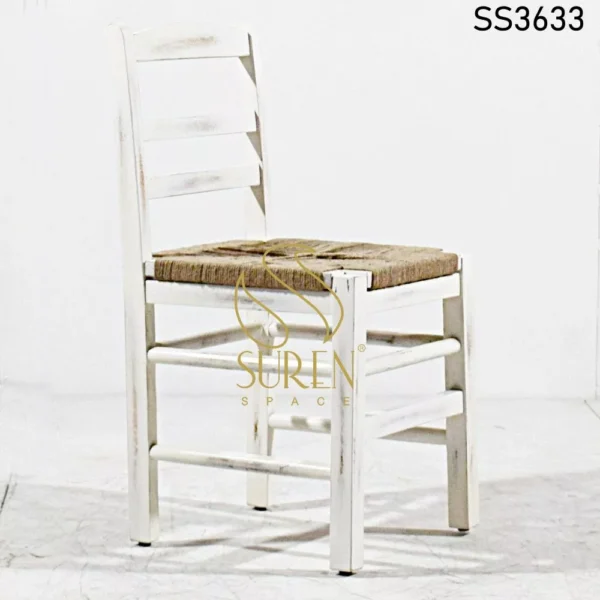 White Distress Jute Seating Chair