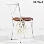 White Distress Leather Seating Metal Chair White Distress Leather Seating Metal Chair 1