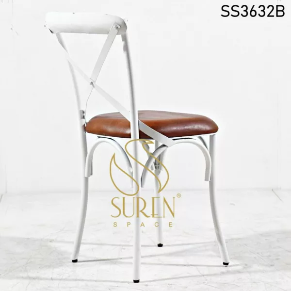 White Distress Leather Seating Metal Chair White Distress Leather Seating Metal Chair 1 jpg
