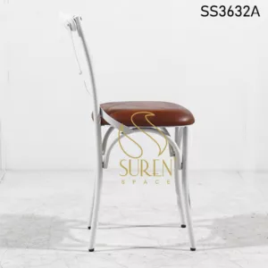 Resort furniture: Custom made hospitality furniture manufacturers [2023] White Distress Leather Seating Metal Chair 4