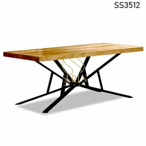Wide Legs Industrial Dining Table
