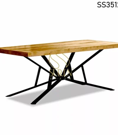 Wide Legs Industrial Dining Table