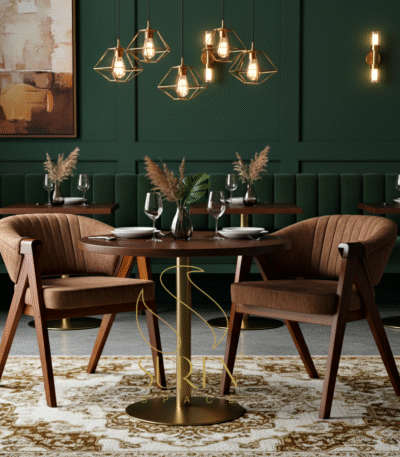 Fine dine restaurant chair and table design