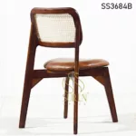 Indian Solid Wood Cane Back Leather Seat Chair Indian Solid Wood Cane Back Leather Seat Chair 1