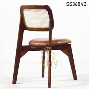 Cane Furniture Manufacturer from Jodhpur India Indian Solid Wood Cane Back Leather Seat Chair 1