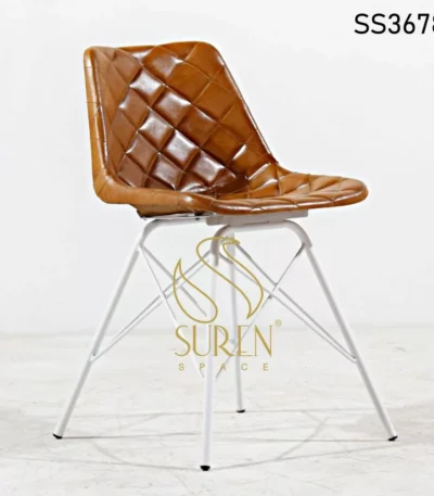 White Finish Industrial Leather Chair (2)