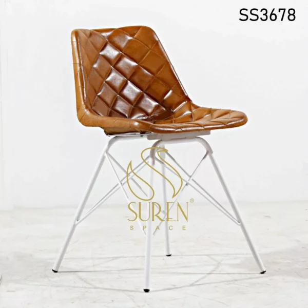 White Finish Industrial Leather Chair (2)