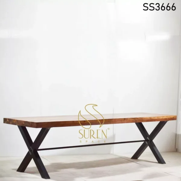 Cross Legs Folding Industrial Long Table