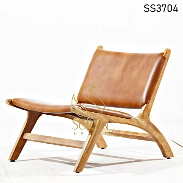 Solid Indian Origin Wood Leather Rest Chair