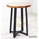Acacia Wood Metal Base Bistro Table