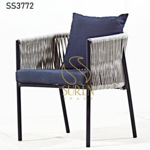 Camping Tent Furniture : Manufacturer from Jodhpur India Black Metal Rope Design Upholstered Chair 1
