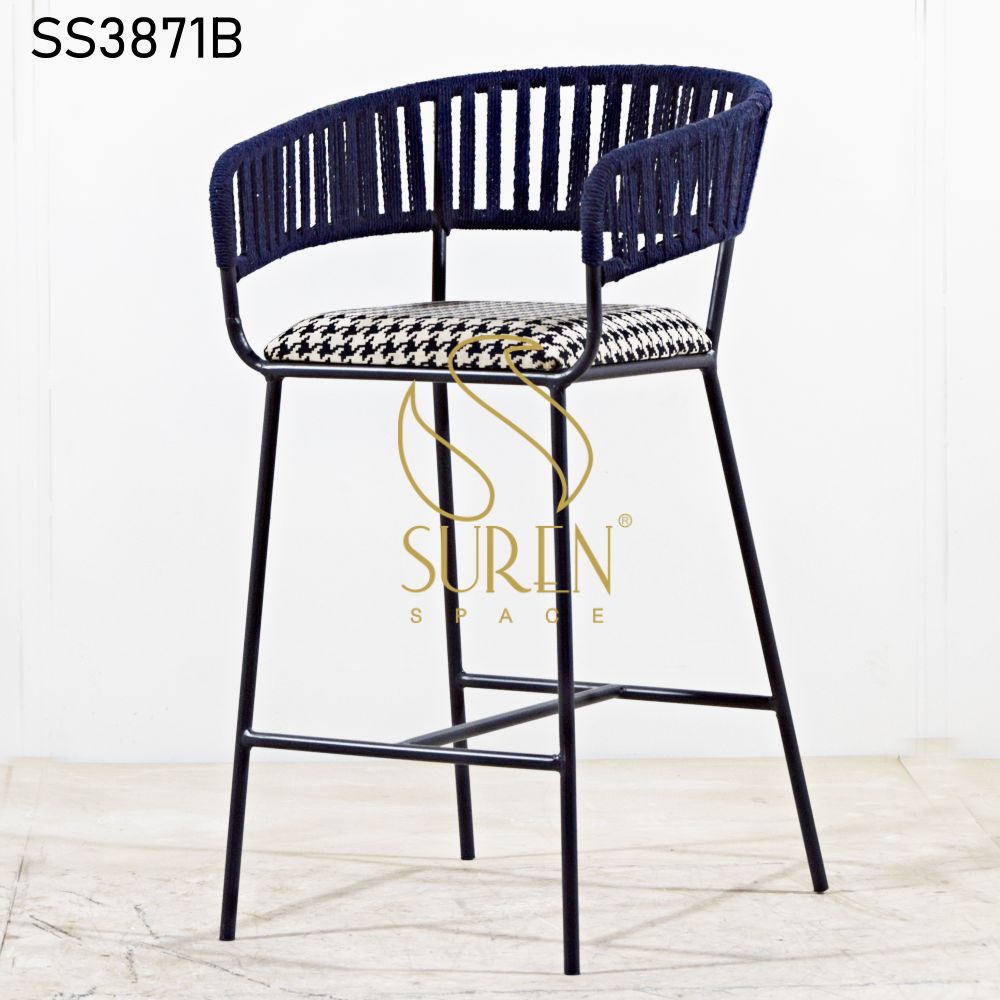 Suren Space: Your Trusted Cafeteria Furniture Manufacturers in India Blue Rope MS Work High Pub Chair 1