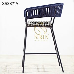 Suren Space: Your Trusted Cafe Custom Furniture Suppliers in India Blue Rope MS Work High Pub Chair 3