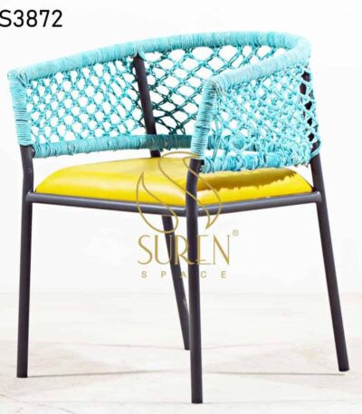 Blue Rope Metal Frame Semi Outdoor Chair
