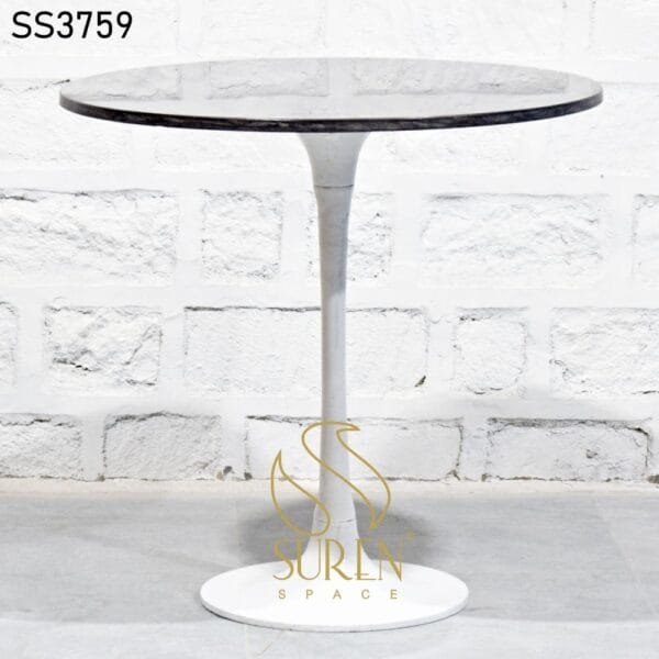 Veneer Top Metal Leg Round Cafe Table Cast Iron Granite Top Folding Round Table