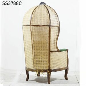 Hospitality Furniture Supplier from Jodhpur India Fully Natural Cane Curved Balloon Chair Leather Seating 1