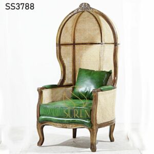 Hospitality Furniture Supplier from Jodhpur India Fully Natural Cane Curved Balloon Chair Leather Seating 2