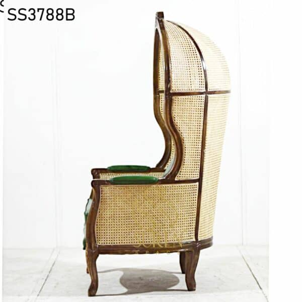 Fully Natural Cane Curved Balloon Chair Leather Seating Fully Natural Cane Curved Balloon Chair Leather Seating 4