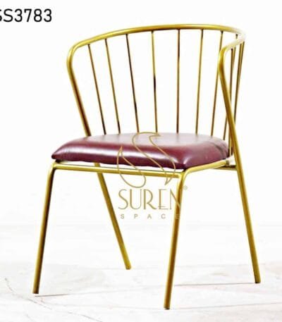 White Distress Curved Maharaja Chair Golden Finish Industrial Banquet Chair 2