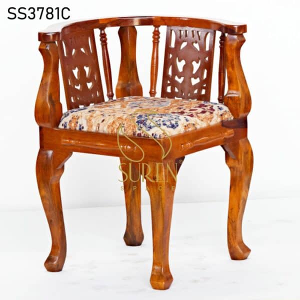 Hand Carved Printed Fabric Traditional Chair Hand Carved Printed Fabric Traditional Chair 1