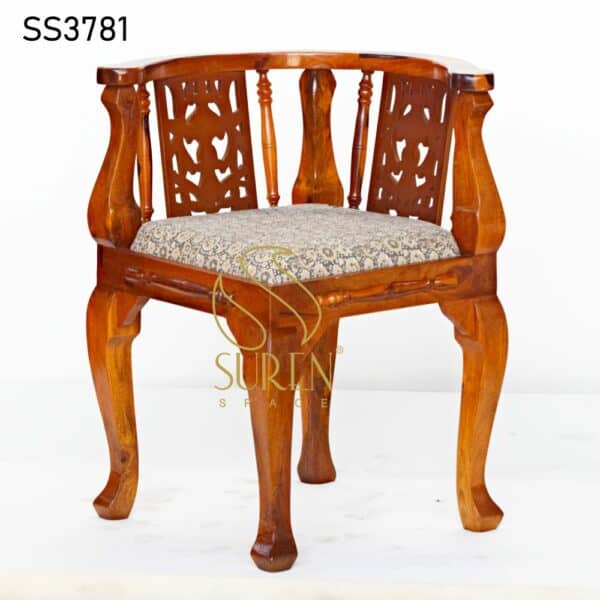 Hand Carved Printed Fabric Traditional Chair Hand Carved Printed Fabric Traditional Chair 2