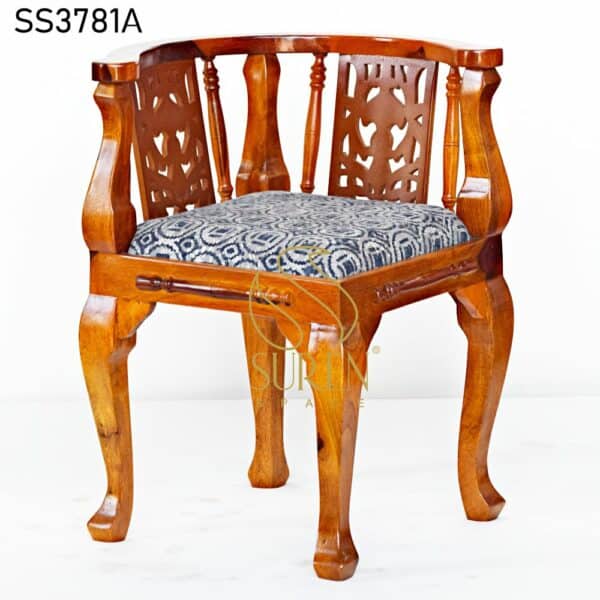 Hand Carved Printed Fabric Traditional Chair Hand Carved Printed Fabric Traditional Chair 3
