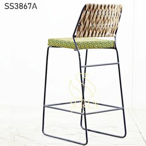 Suren Space: Your Trusted Cafe Custom Furniture Suppliers in India Heavy MS Base Rope Design High Chair 2