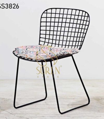 Bent Metal Plastic Cane Weaving Industrial Chair Iron Chair With Loose Fabric Seating 2