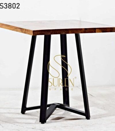 Metal Base Solid Wood Dining Table