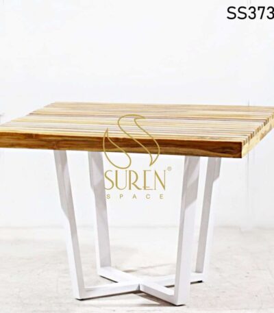 Metal Base Solid Wood Square Table