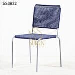 Metal Chair Blue Rope Weaving Industrial Chair (1)
