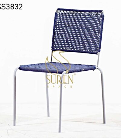 Metal Chair Blue Rope Weaving Industrial Chair (1)