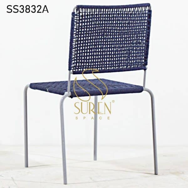 Metal Chair Blue Rope Weaving Industrial Chair Metal Chair Blue Rope Weaving Industrial Chair 2