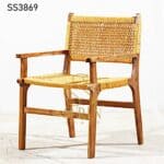 Natural Finish Rope Weaving Hand Rest Chair