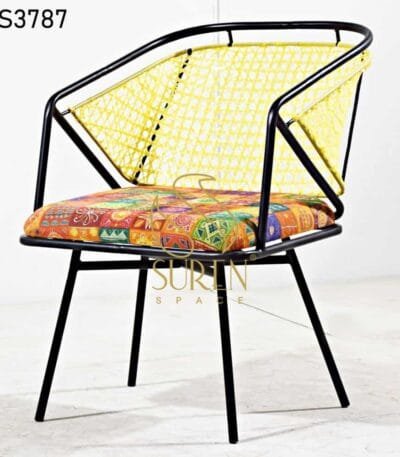 White Distress Curved Maharaja Chair Plastic Cane Industrial Traditional Combination Chair 2