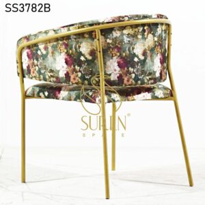 Camp Furniture & Camping Furniture from India Printed Fabric Golden Finish Modern Industrial Chair 1