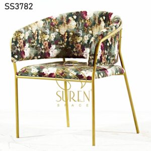 Camp Furniture & Camping Furniture from India Printed Fabric Golden Finish Modern Industrial Chair 2