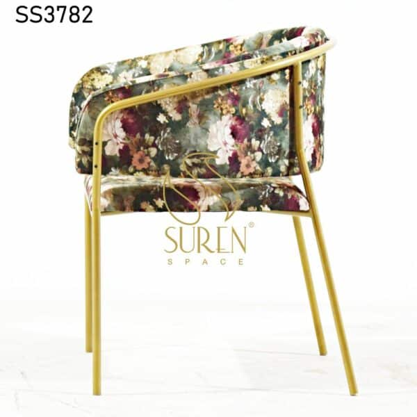 Printed Fabric Golden Finish Modern Industrial Chair Printed Fabric Golden Finish Modern Industrial Chair 3