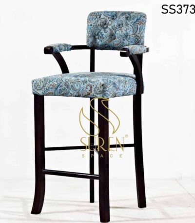 Solid Wood Natural Cane Back High Chair Printed Fabric Tufted Design High Chair 2