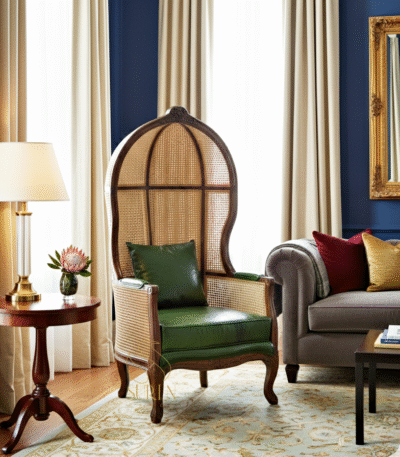 RATTAN CANE BALLOON CHAIR