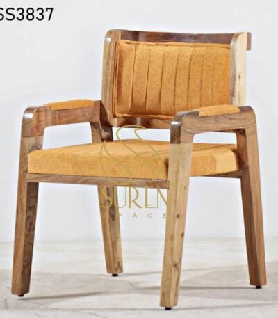 All-Weather Proof Rustic Metal Stackable Outdoor Chair Solid Wood Natural Finish Fine Dine Chair 2 1