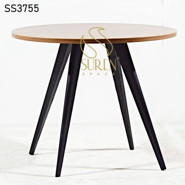 Veneer Top Metal Leg Round Cafe Table