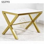 White Marble Metal Leg Dining Table