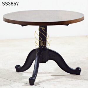 Cast Iron Round Solid Wood Center Table