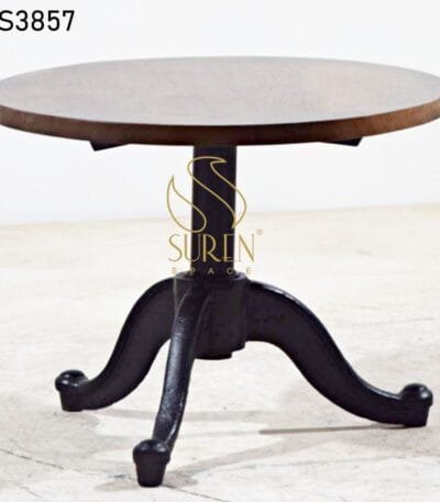 Cast Iron Round Solid Wood Center Table